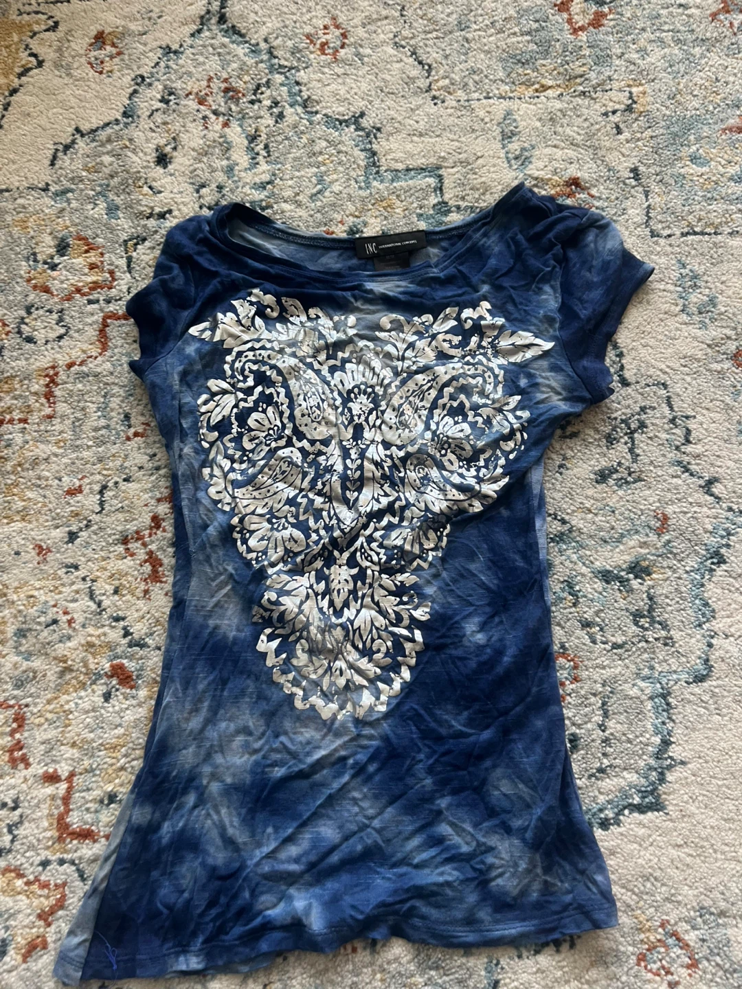 Vintage blue tyedye shirt with silver design