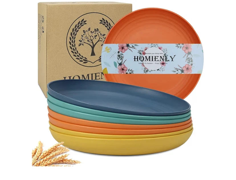 Homienly 8-Piece Wheat Straw Dinner Plate Set