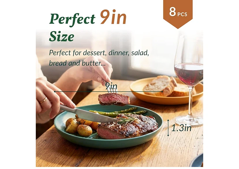 Homienly 8-Piece Wheat Straw Dinner Plate Set - photo 3