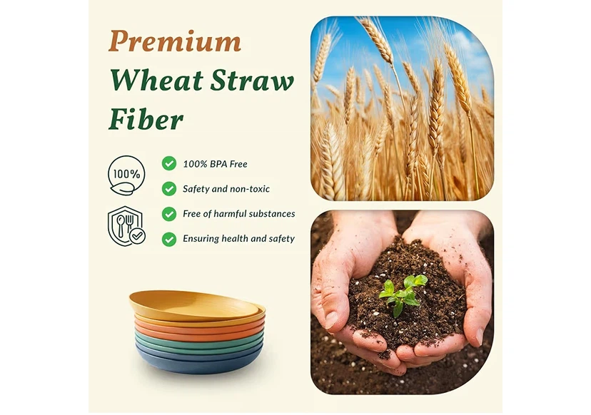 Homienly 8-Piece Wheat Straw Dinner Plate Set - photo 4