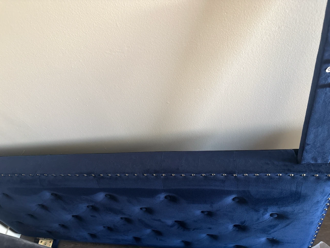 Blue Upholstered Bed Frame with Organic Cotton Mattress - photo 2