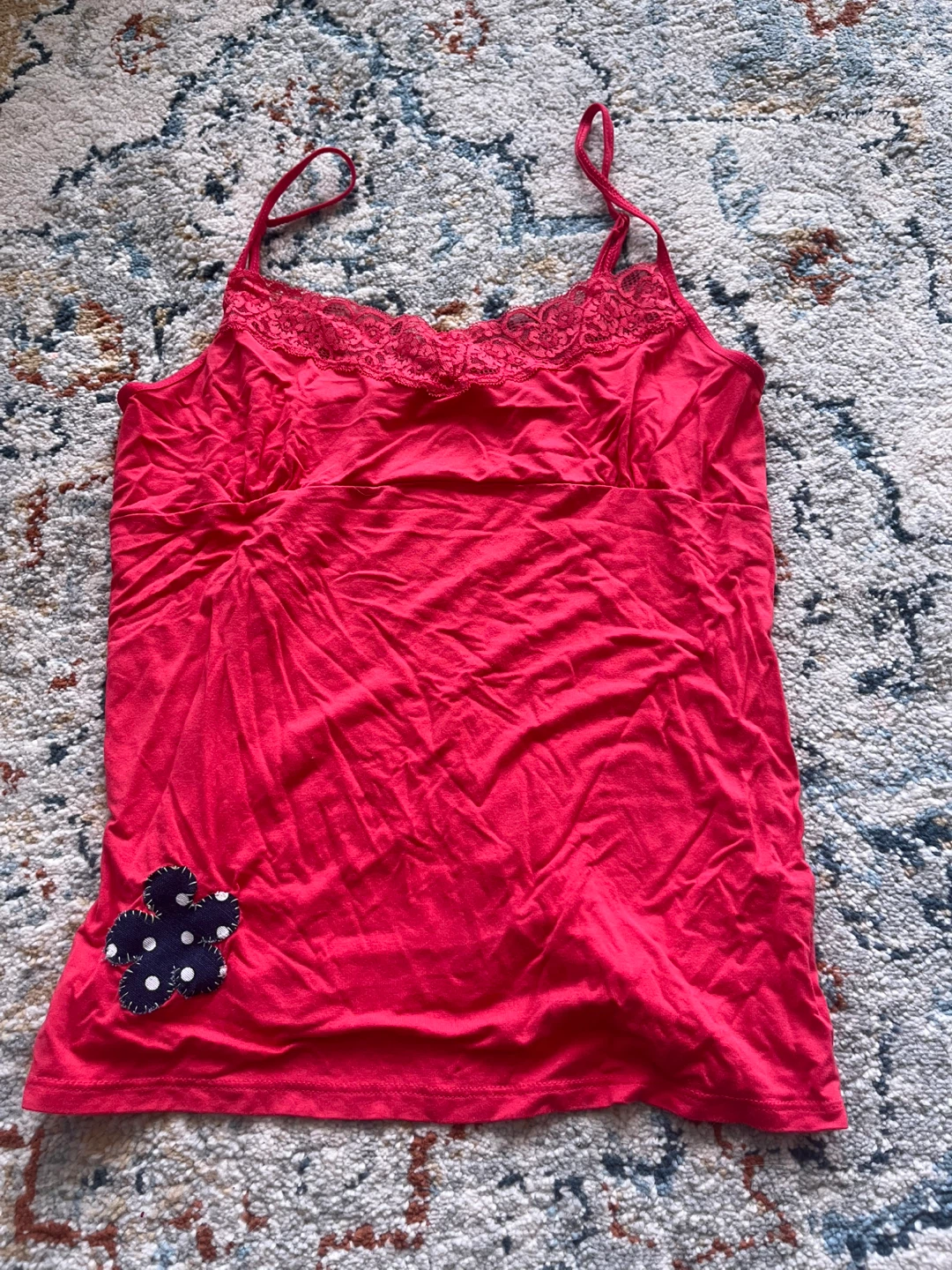 Red Camisole with Lace Trim