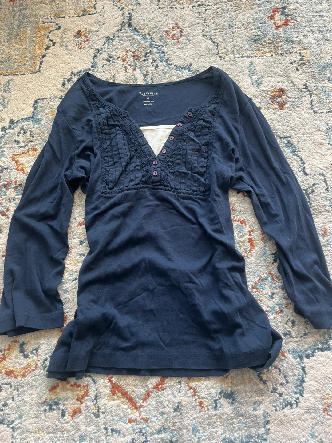 Navy vintage baby doll top