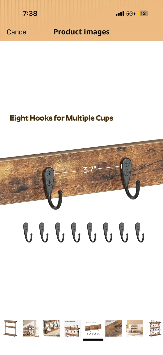 Coffee mug holder stand, rustic brown - photo 4