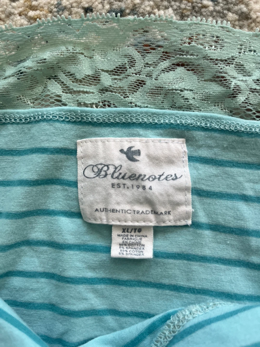 Bluenotes vintage teal Striped Lace Cami - photo 2