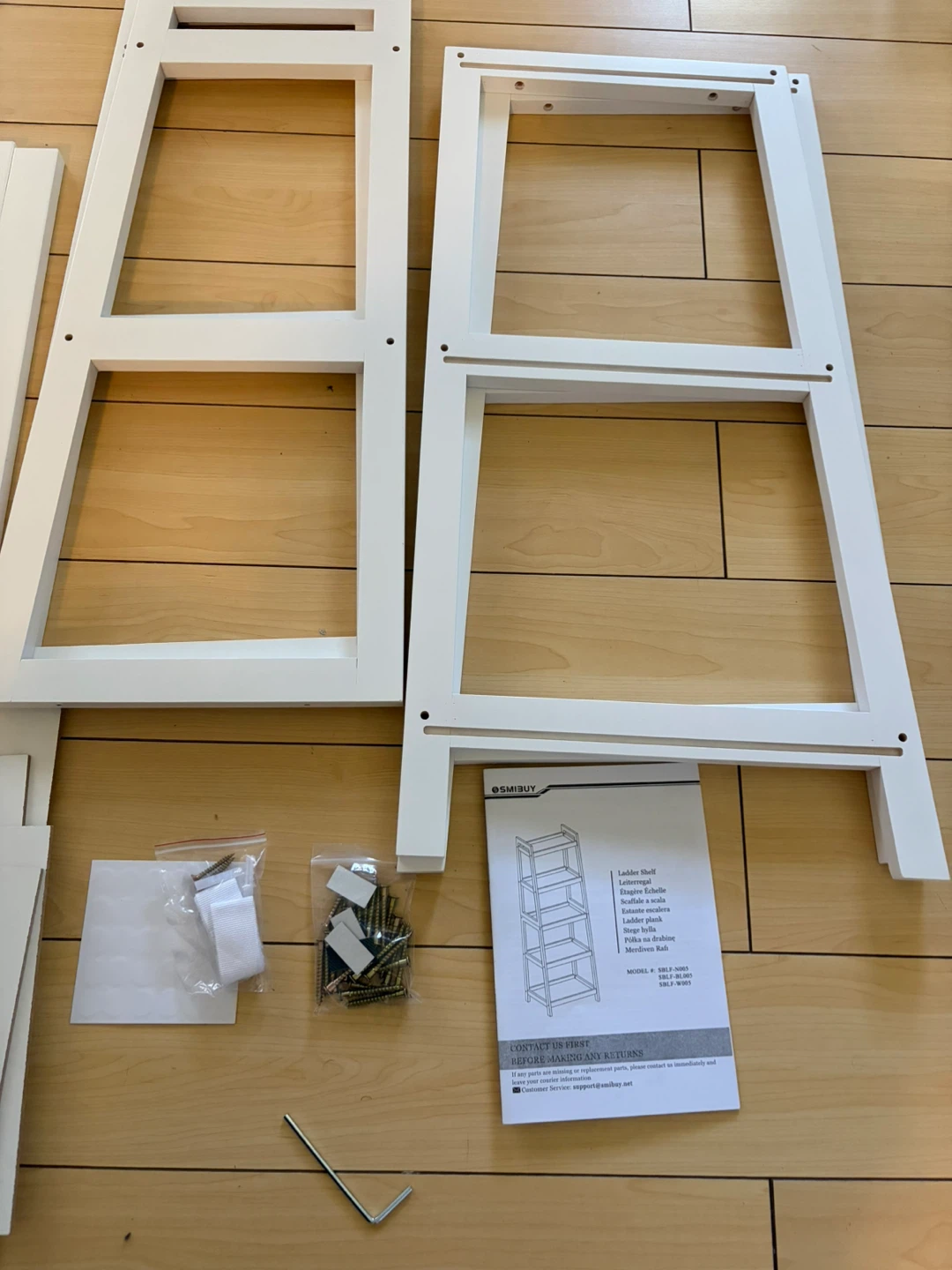 5 tier bamboo ladder bookcase, white - photo 4