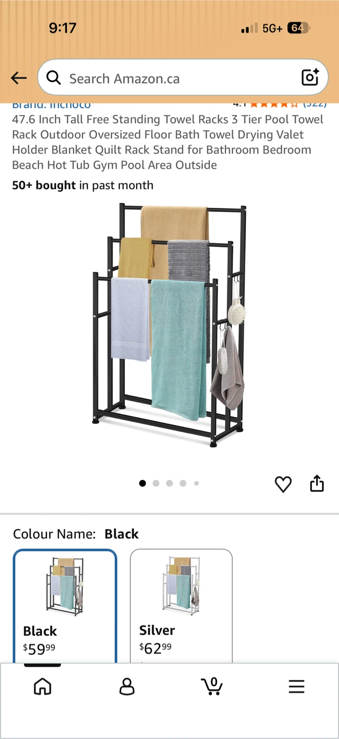 Tall 3 tiers metal towel rack
