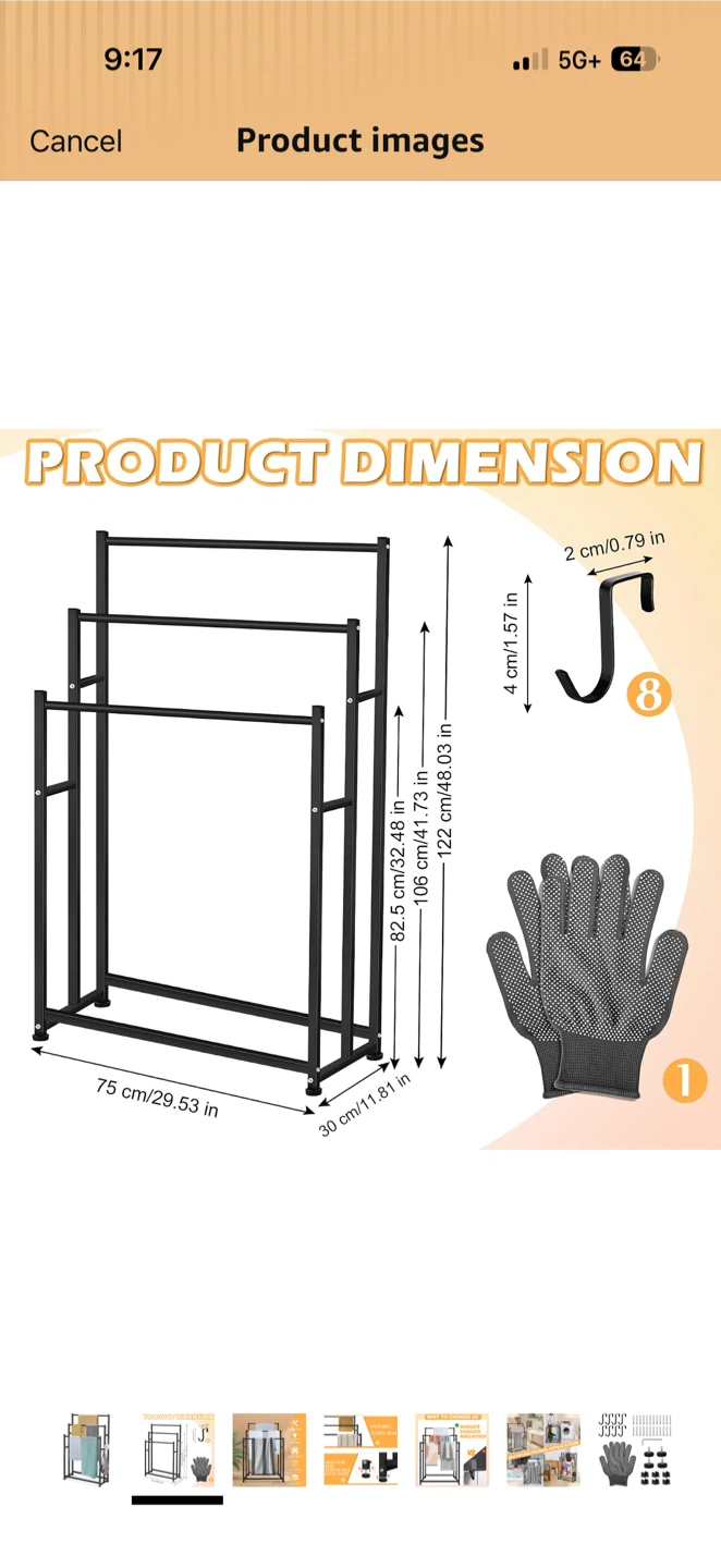 Tall 3 tiers metal towel rack - photo 2