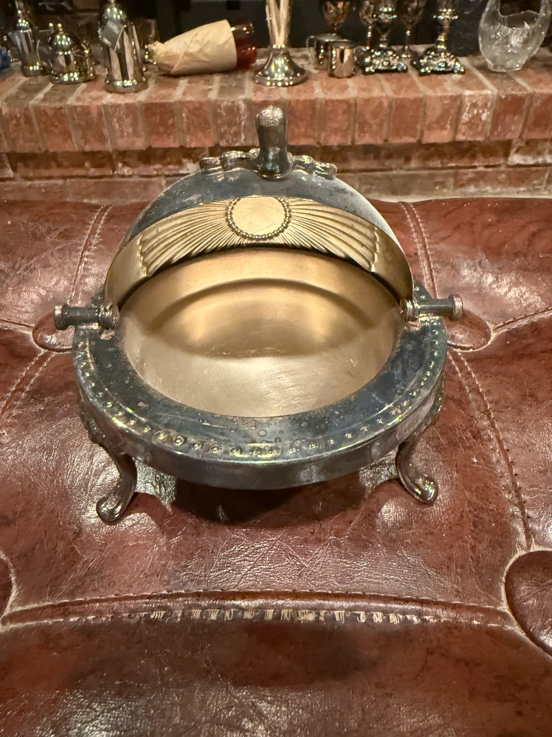 Vintage Brass Butter Dish with Roll Top - photo 2