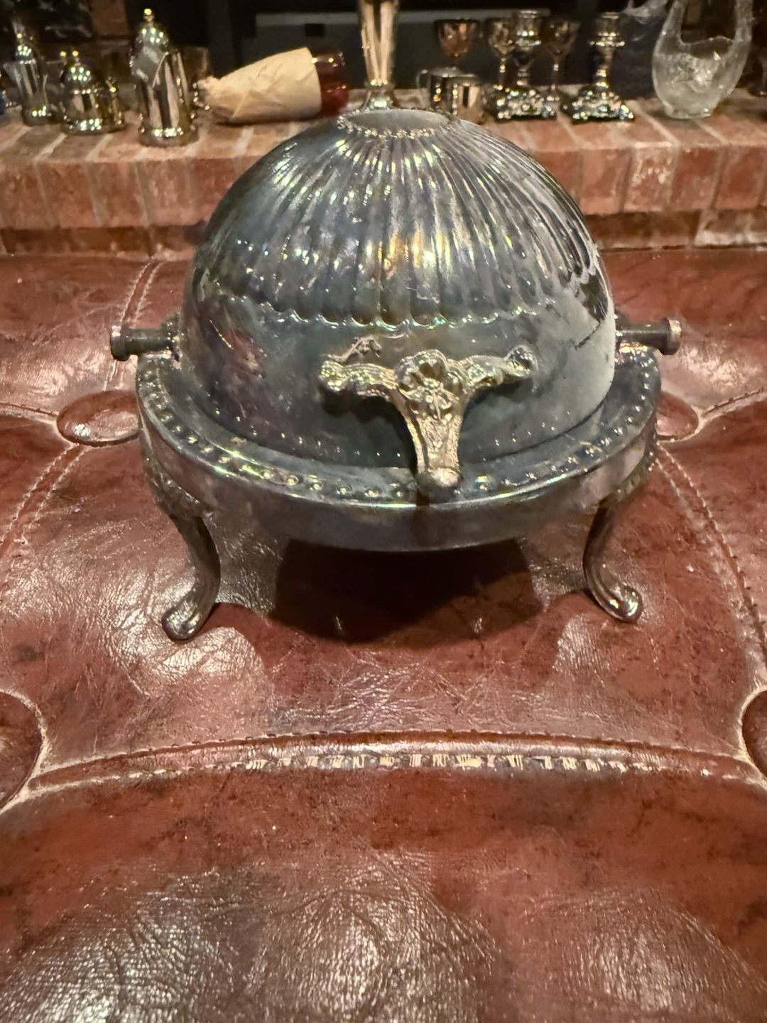 Vintage Brass Butter Dish with Roll Top - photo 3