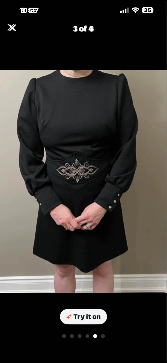 Vintage Black Crimplene Dress