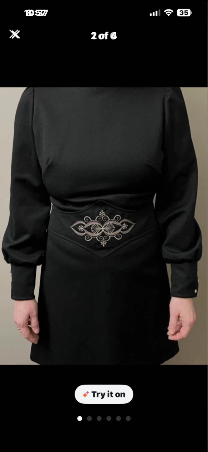Vintage Black Crimplene Dress - photo 2