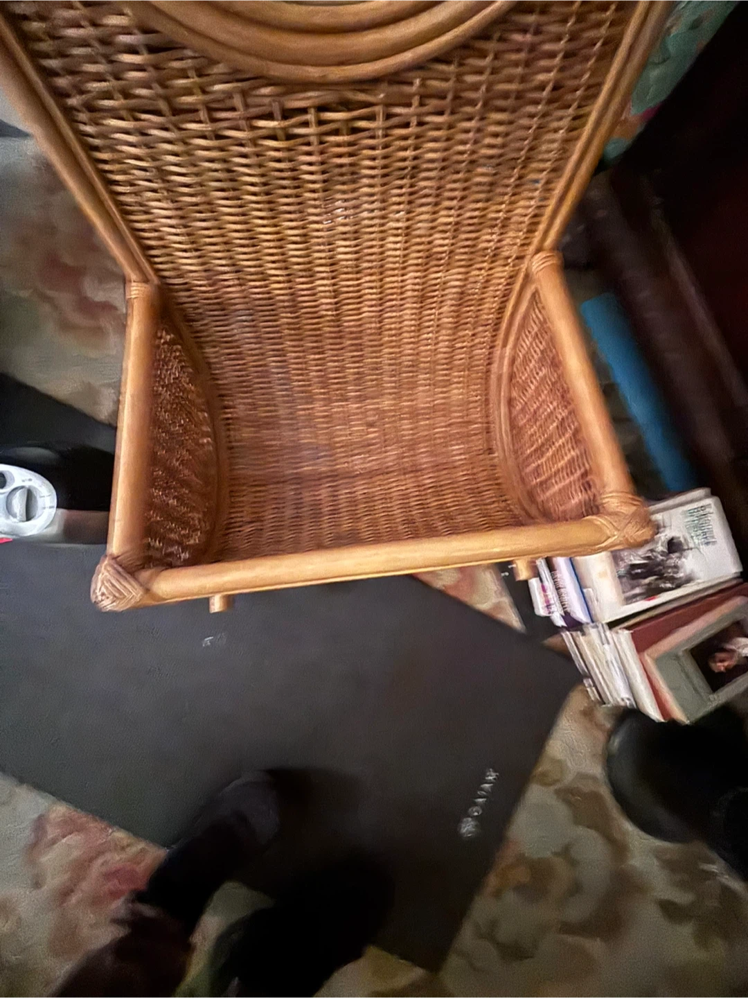 Vintage Wicker Rattan Mirror with Storage Basket - photo 2