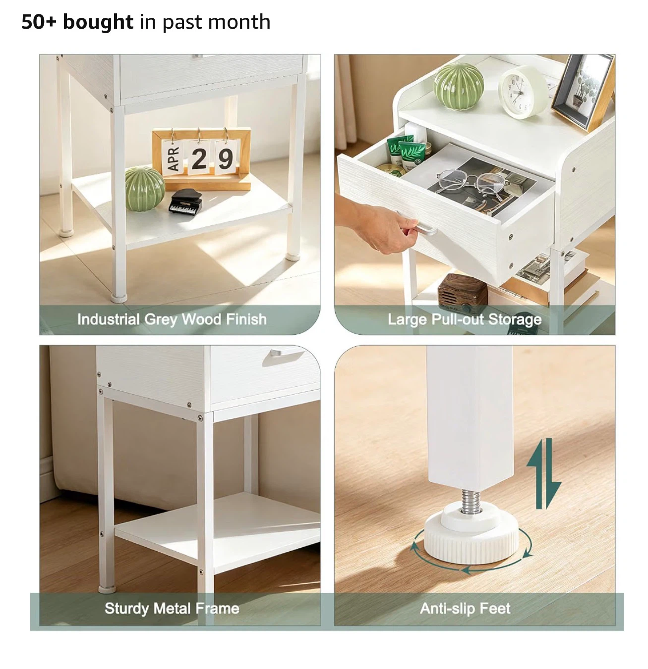 White Nightstand with Built-in Charging Station - photo 4