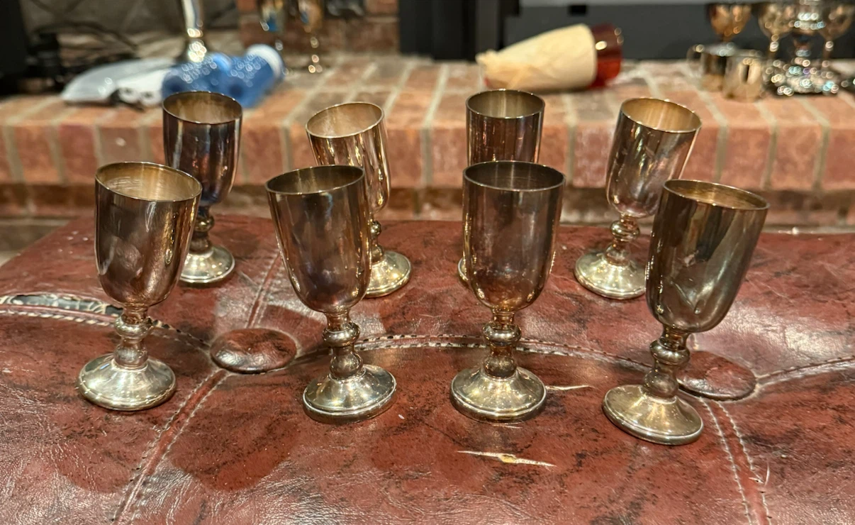 Set of 7 Silver-Plated Cordial Glasses