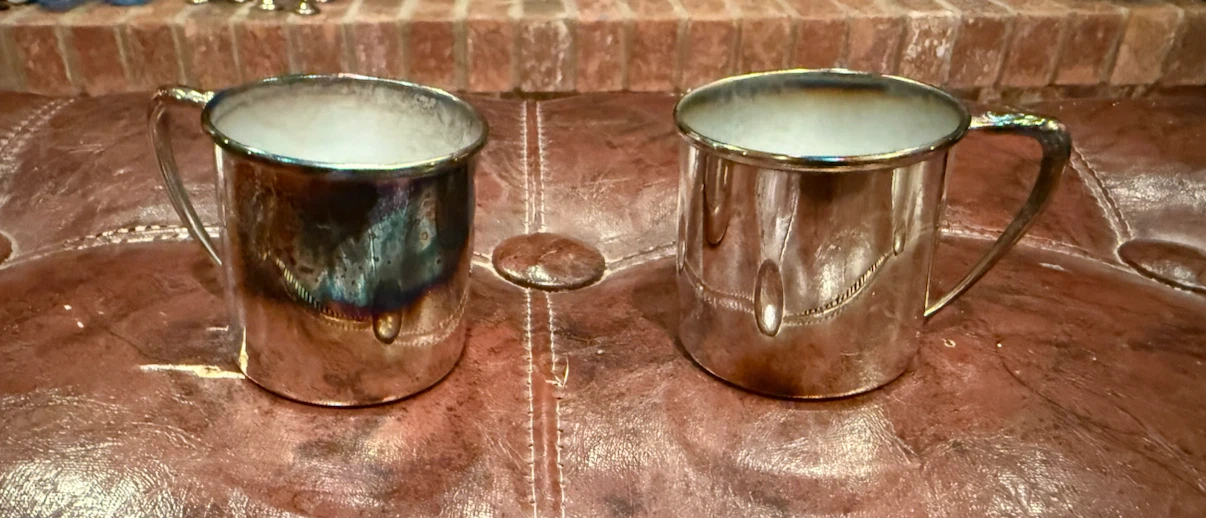 Set of Two Silver Plated Mugs