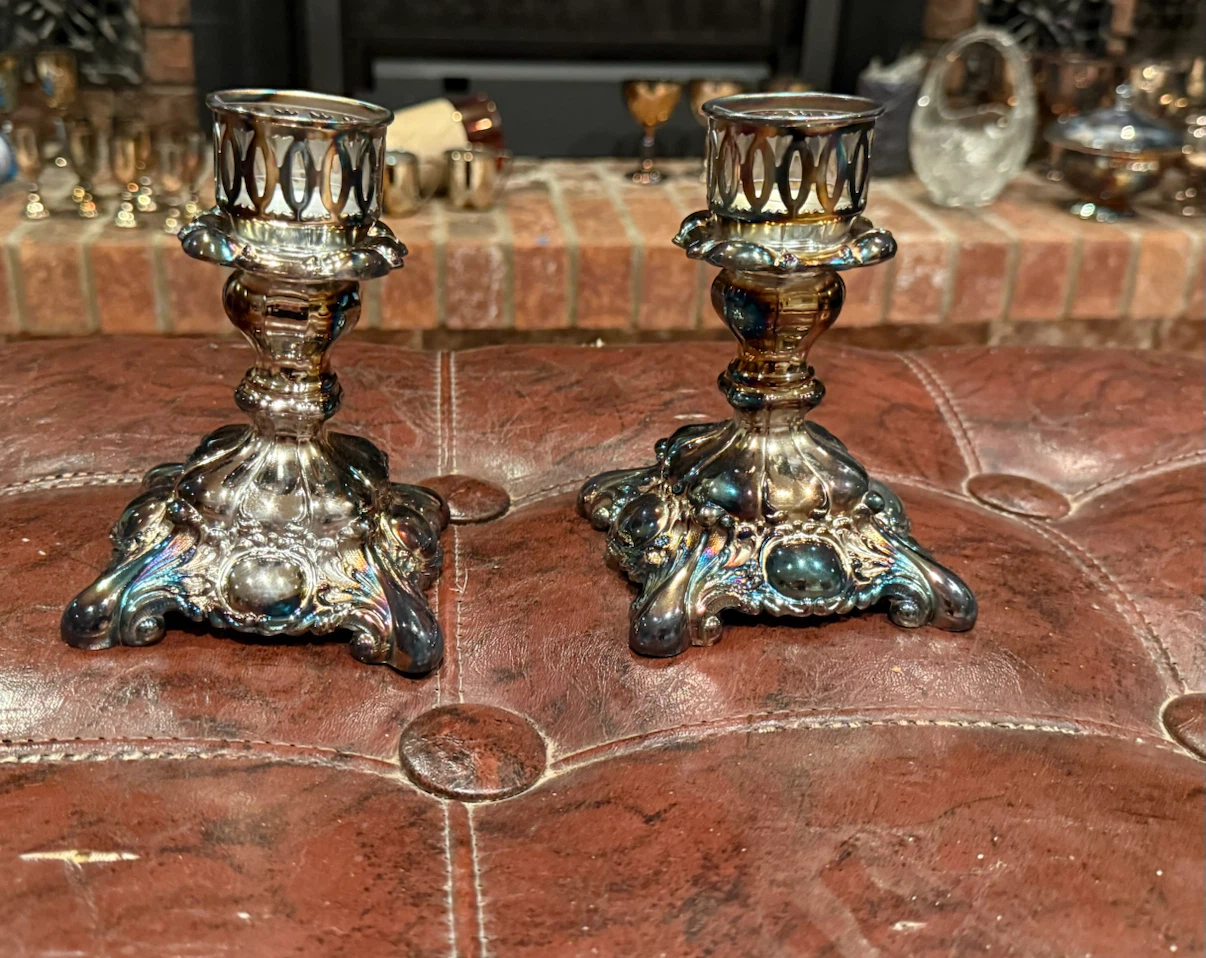 WM A Rogers Silverplate Candle Holders