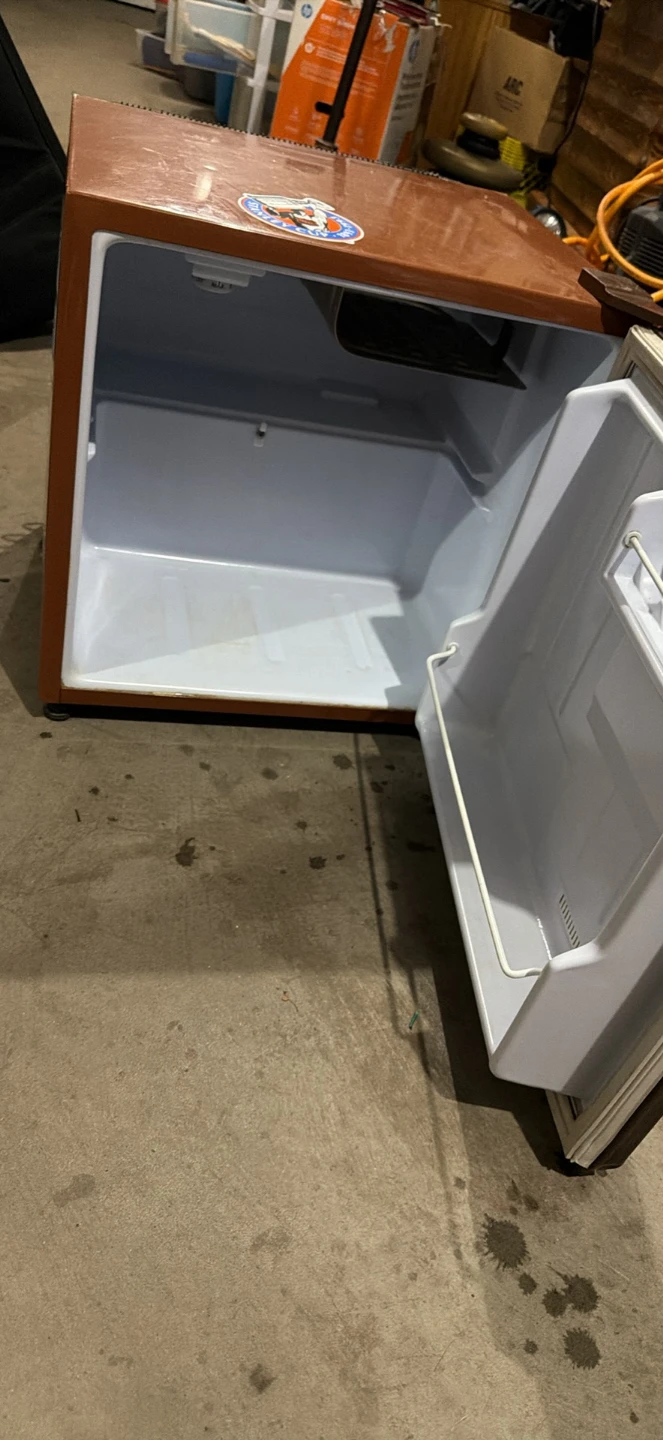 Brentwood Mini Fridge with Vintage Stickers