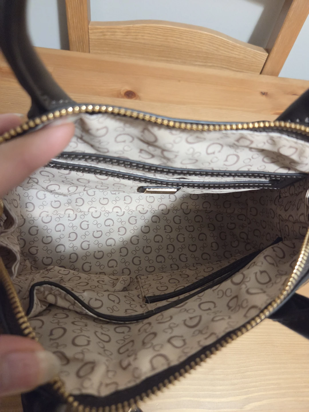 Guess Brown Logo Print Satchel Bag - photo 4