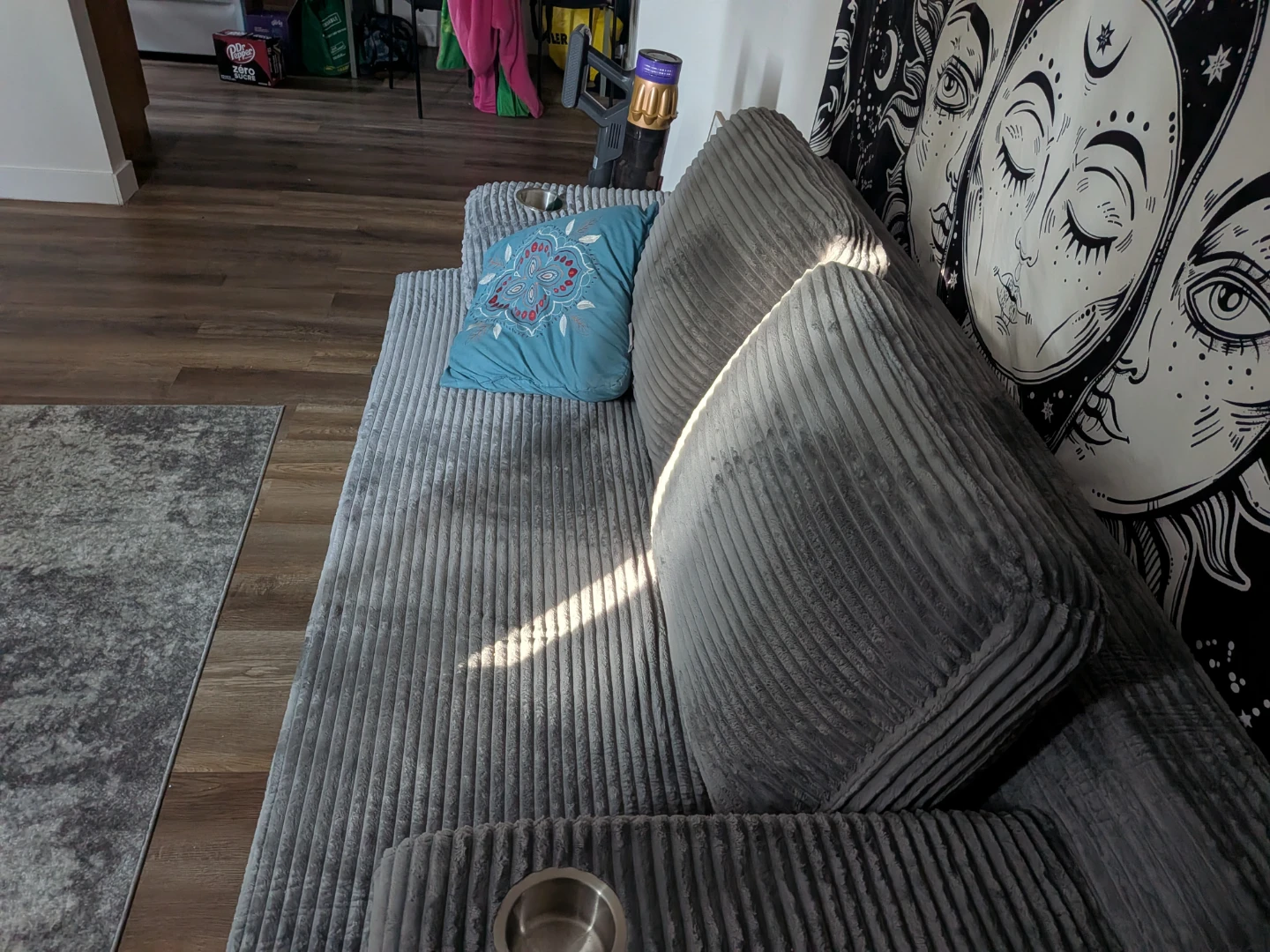 Grey Corduroy Loveseat - photo 4