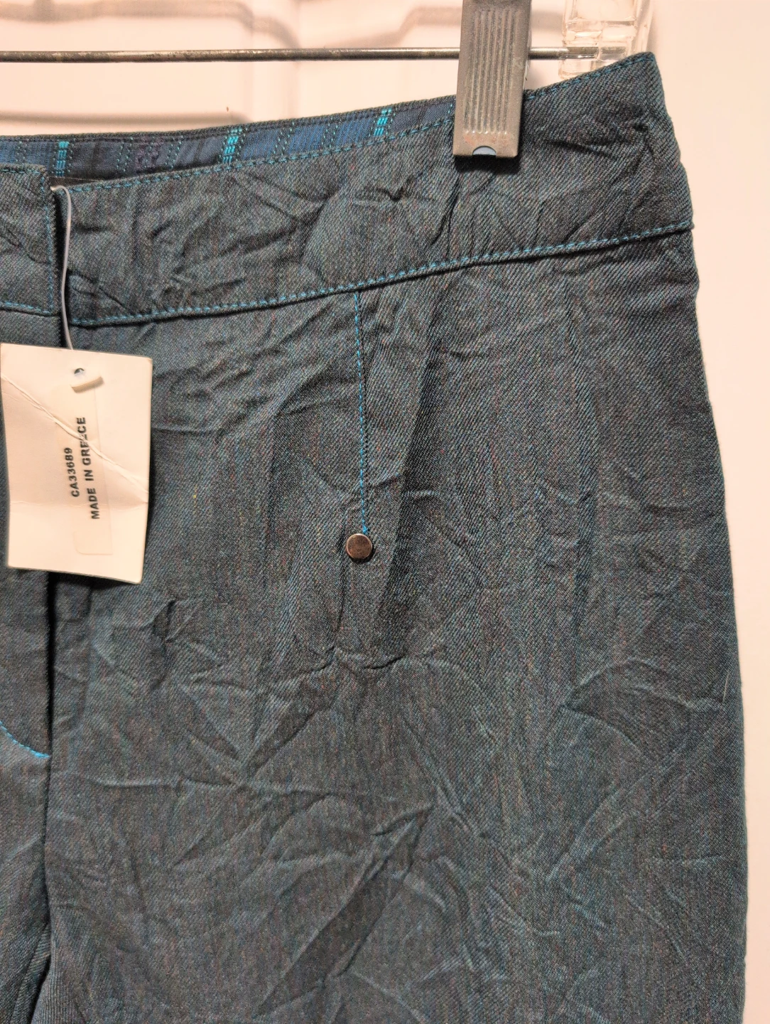 Women's Blue Textured Pants - photo 3