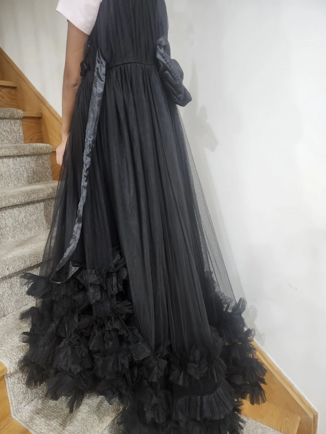 Black maxi  with floral embellishments - photo 2