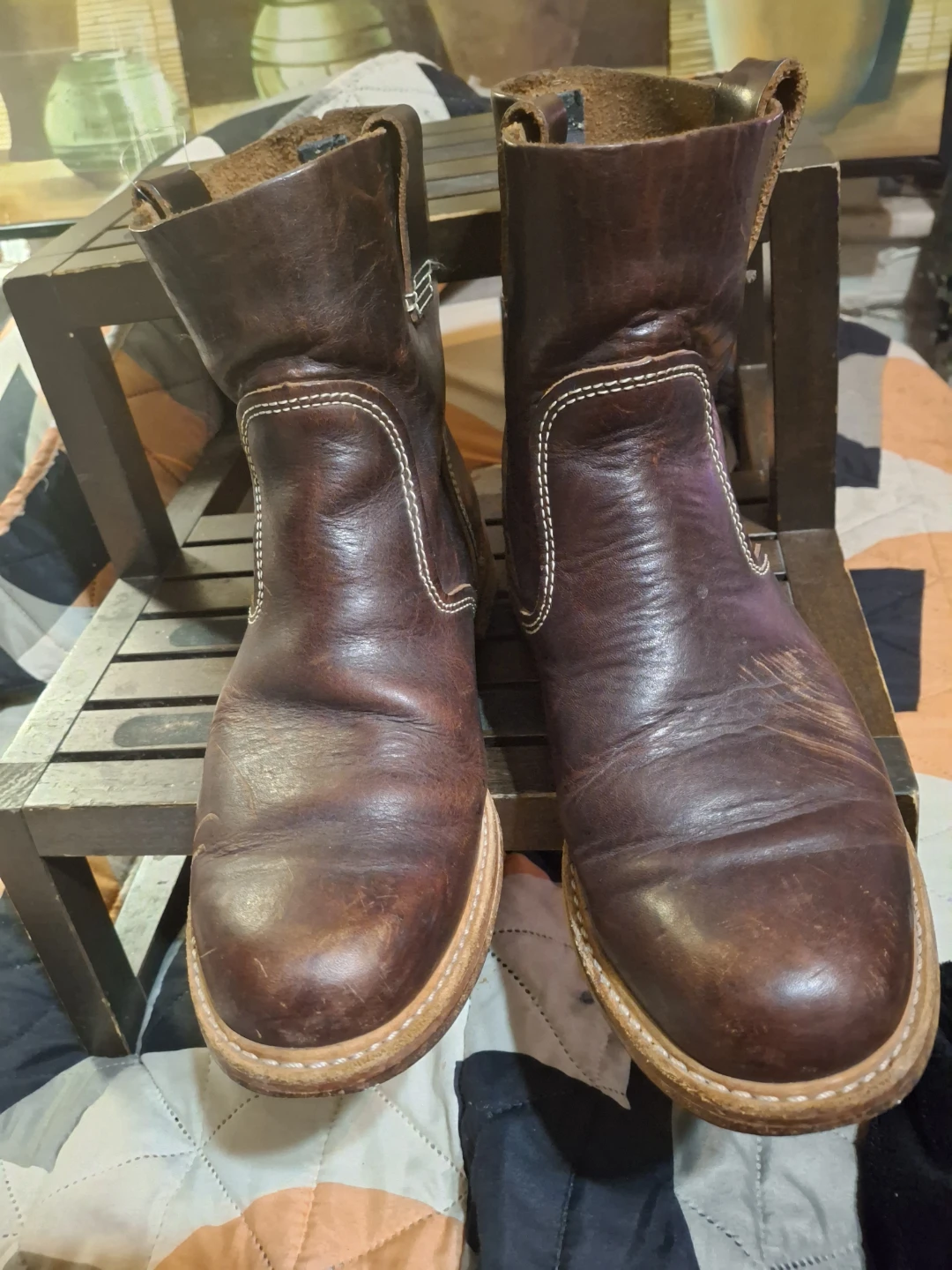 Dark Brown Leather Pull-On Work Boots - photo 5