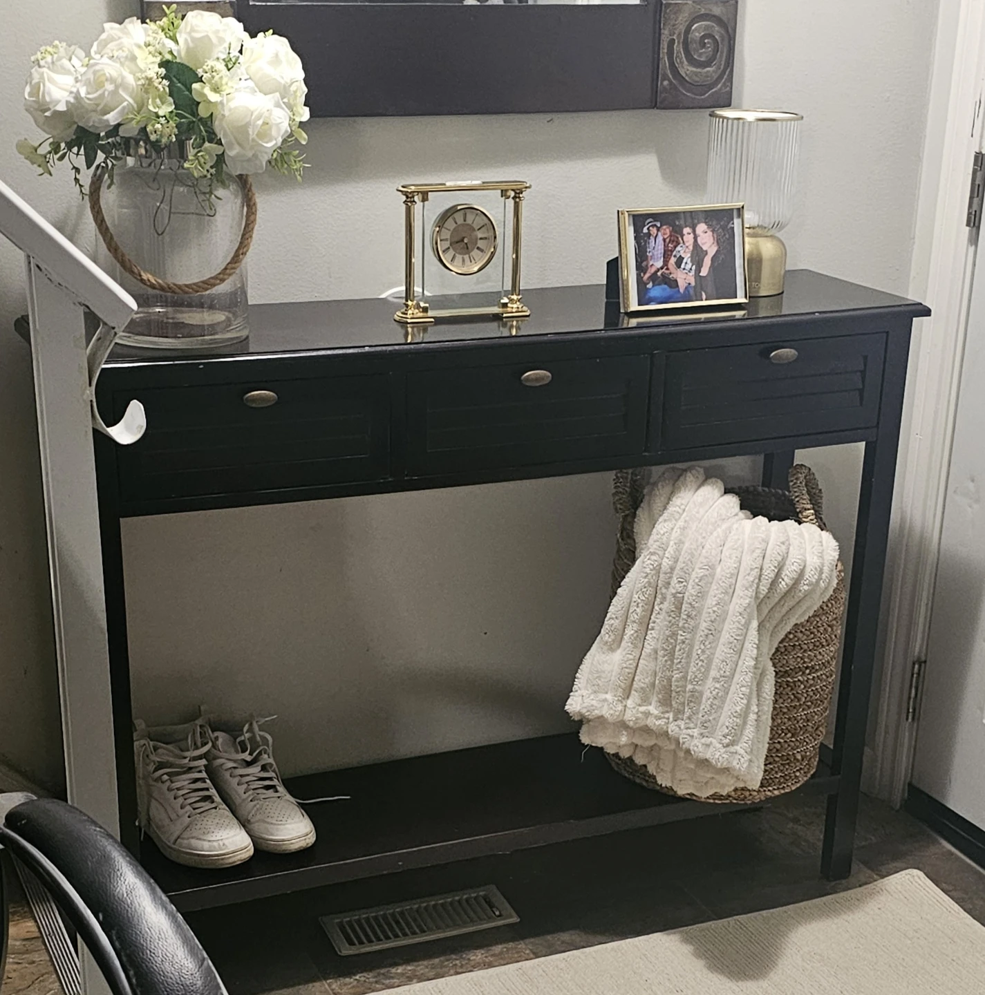 Black Console Table with Drawers
