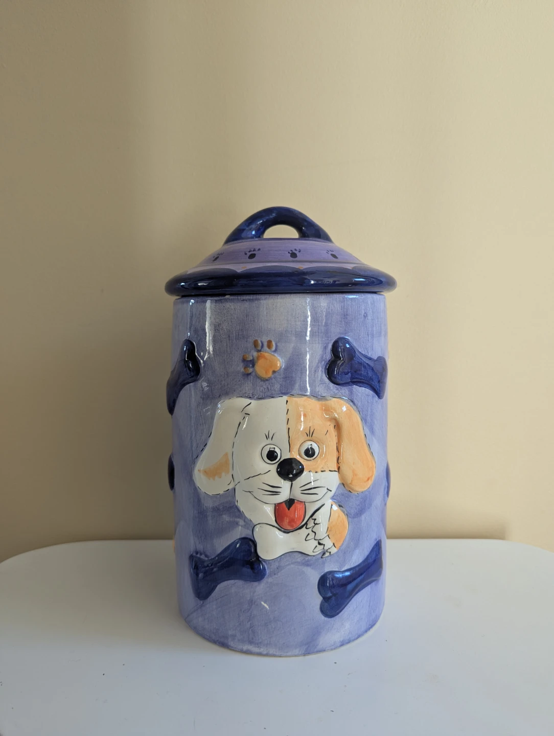 CERAMIC VINTAGE DOG TREAT/FOOD JAR