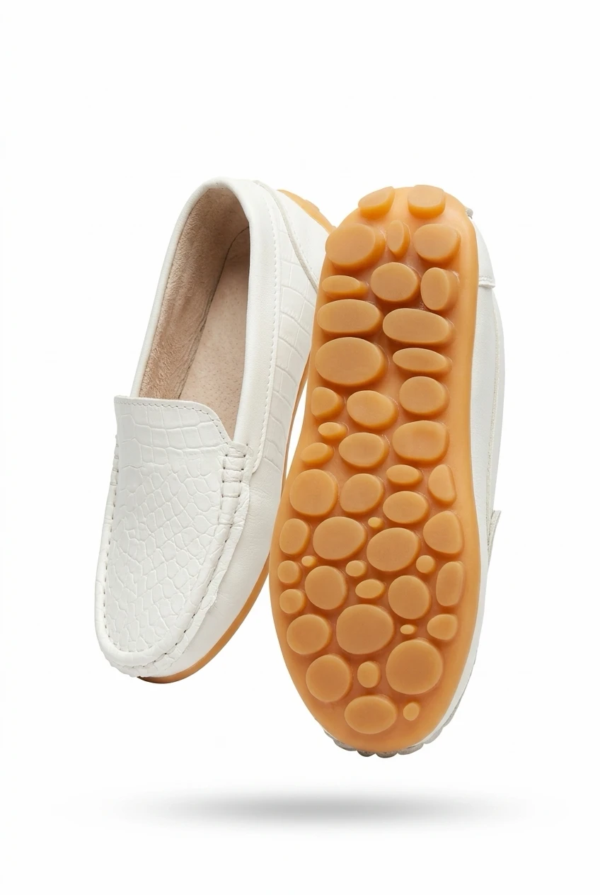 White Faux Snakeskin Slip-On Loafers - photo 5