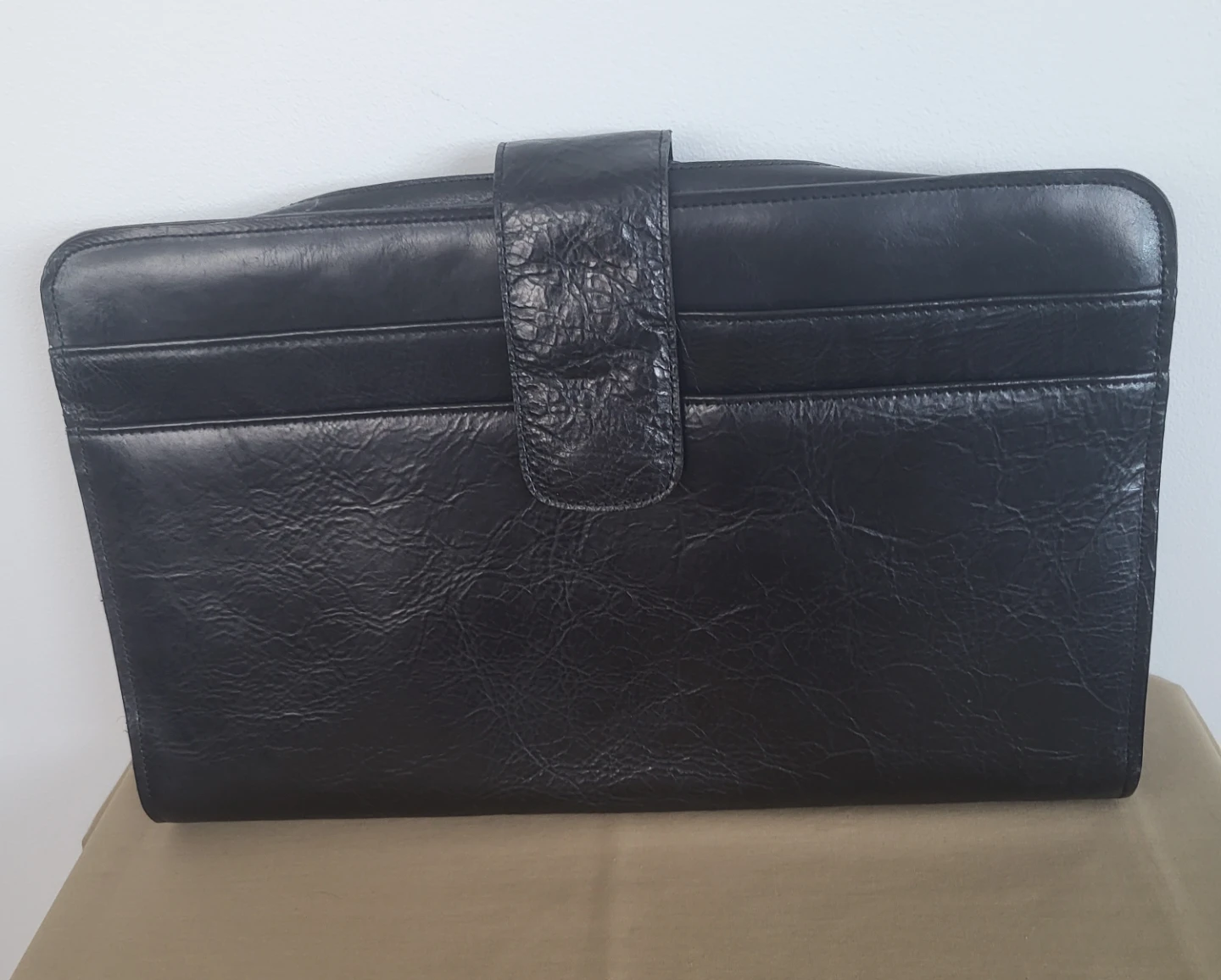Genuine Black Leather Document Portfolio/Clutch