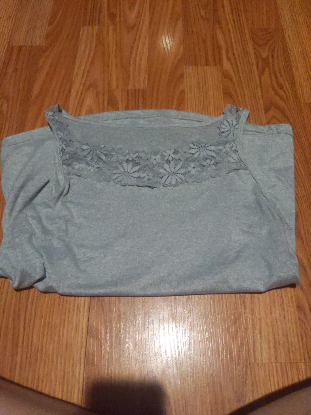 Grey Sleeveless Tank with Lace Detail - photo 2