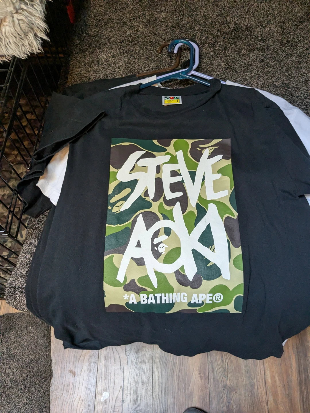 Bape lot 4 tees large 1 zip up hoodie XL /free  bape mask - photo 5
