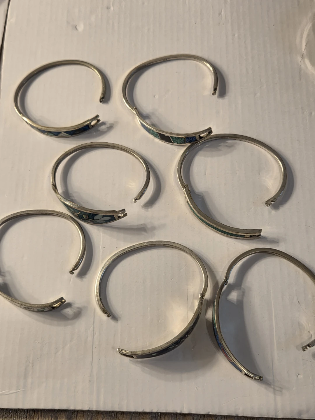 Set of 7  silver plated Inlaid Bracelets - photo 4
