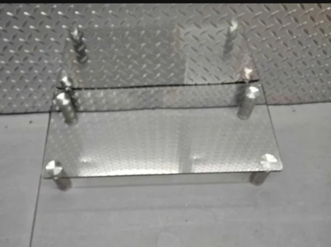 Clear Glass Monitor Stand with Metal Legs