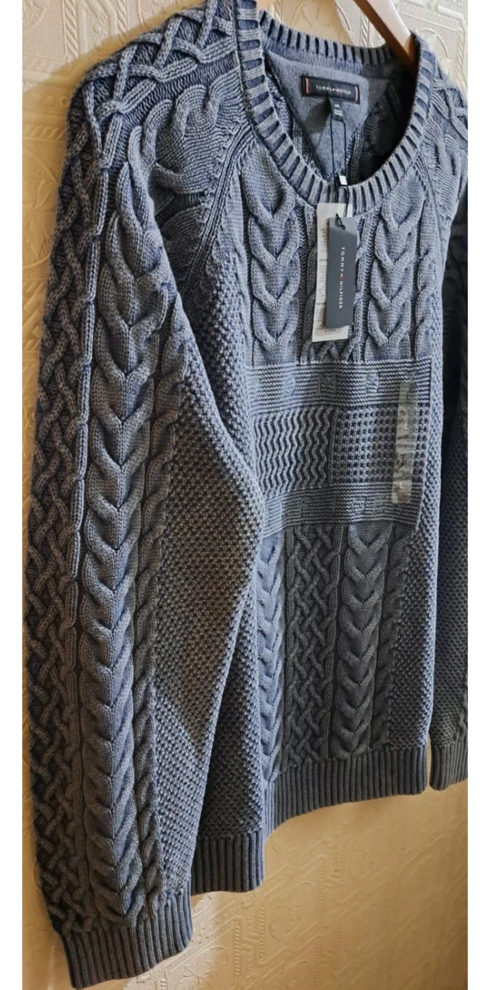 Tommy Hilfiger 100% Cotton/Cable Knit Sweater/Brushed Blue, L-XL - photo 4