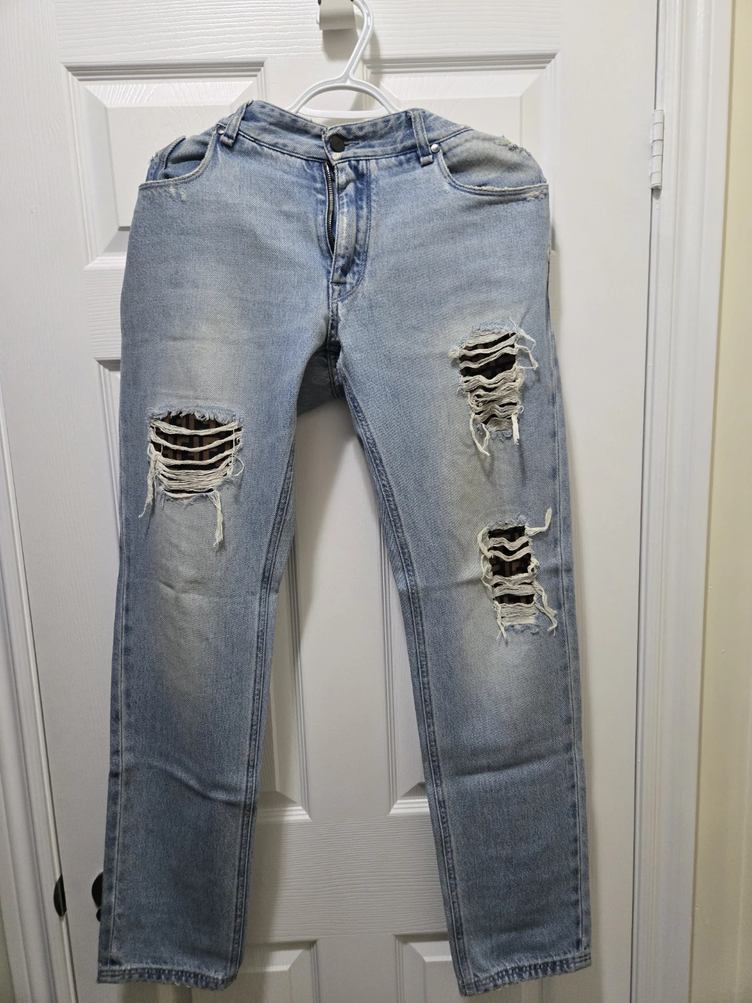 Fendi Light Wash Distressed Jeans