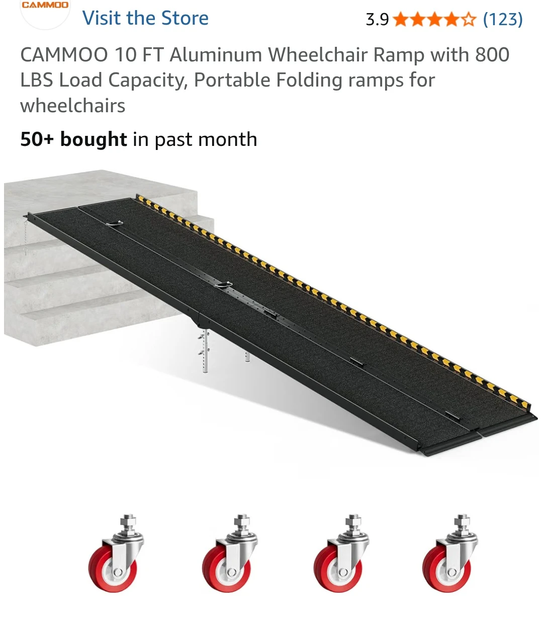 CAMMOO 10 FT Aluminum Wheelchair Ramp