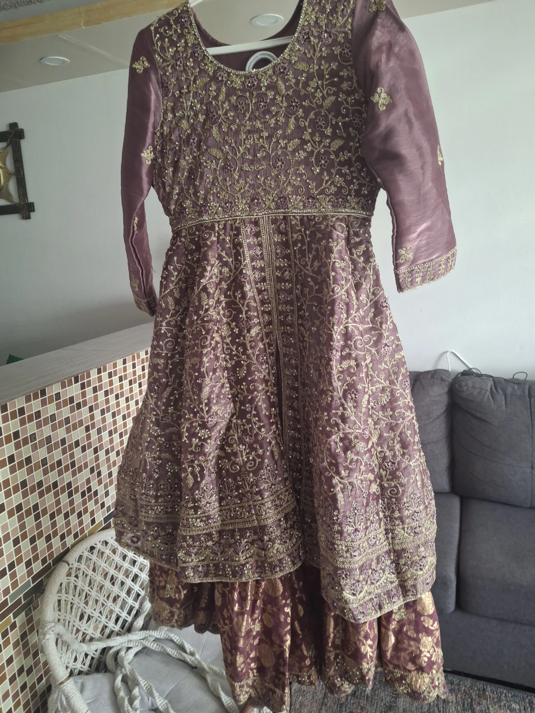 Embroidered mauve ethnic outfit set 🏈 - photo 3