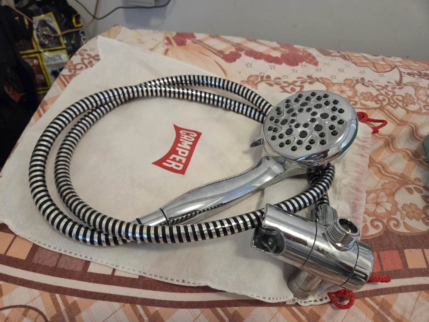 Chrome Shower Head with Hose and Holder