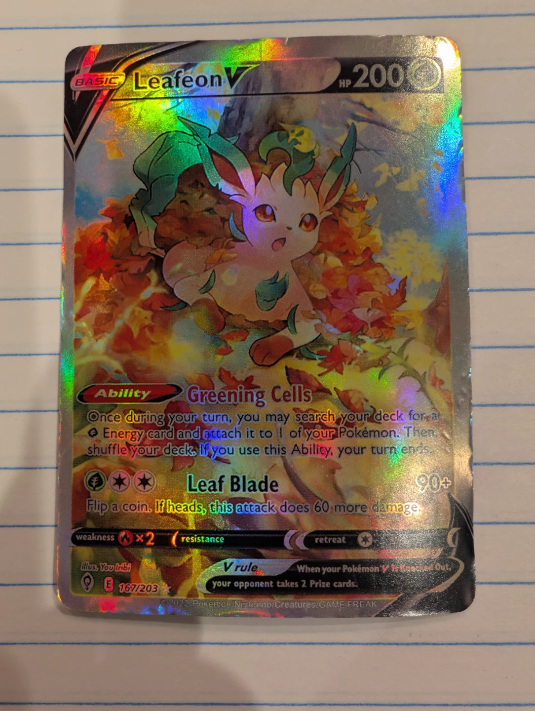 Leafeon V ( Alternate Full Art ) SWSH 07 :  Evolving Skies - photo 2