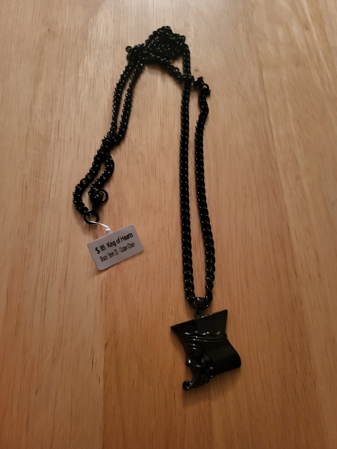 Villains King of Hearts Black Cuban Chain Necklace
