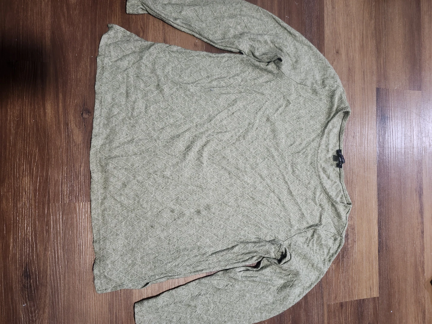 Topshop Olive Green Textured Long Sleeve Top