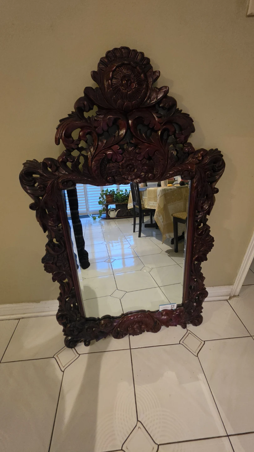 Ornate Dark Wood Wall Mirror - photo 2