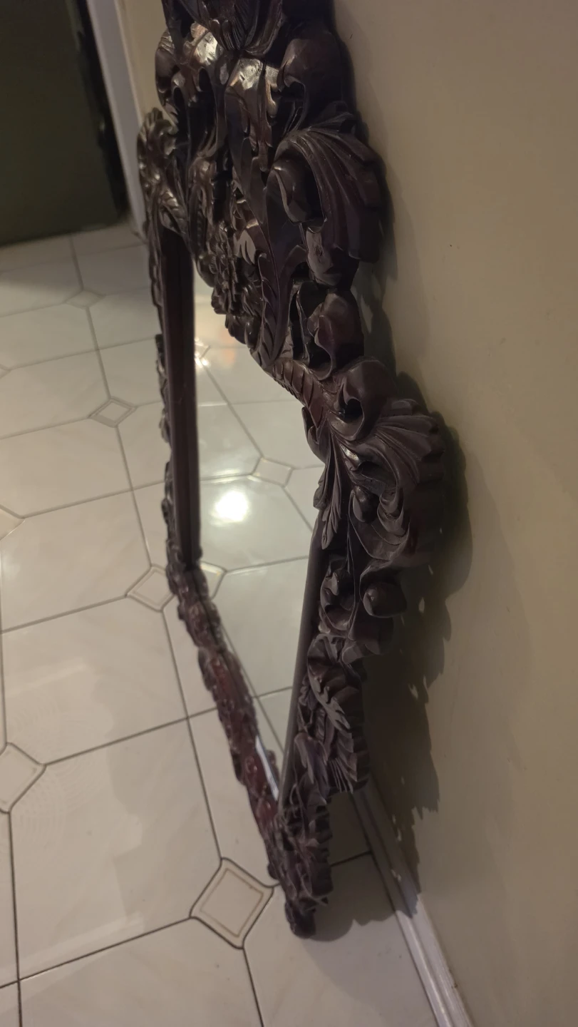Ornate Dark Wood Wall Mirror - photo 3