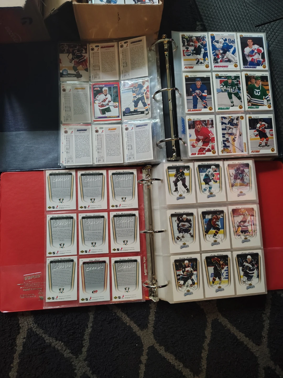 Assorted NHL Hockey Card Collection in  2 Binders 500-1000 cards