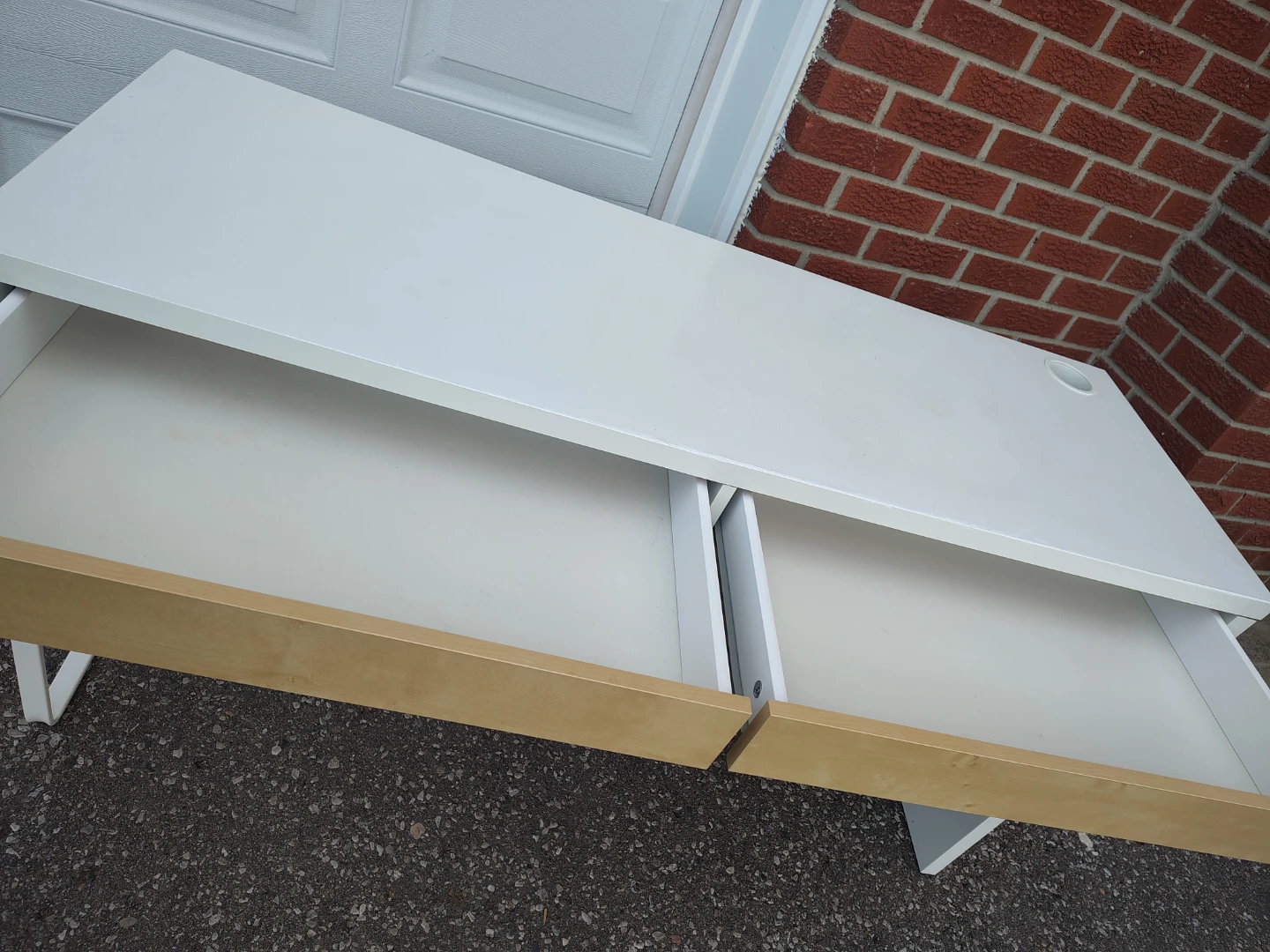 Modern White Desk with Wood Accents - photo 2