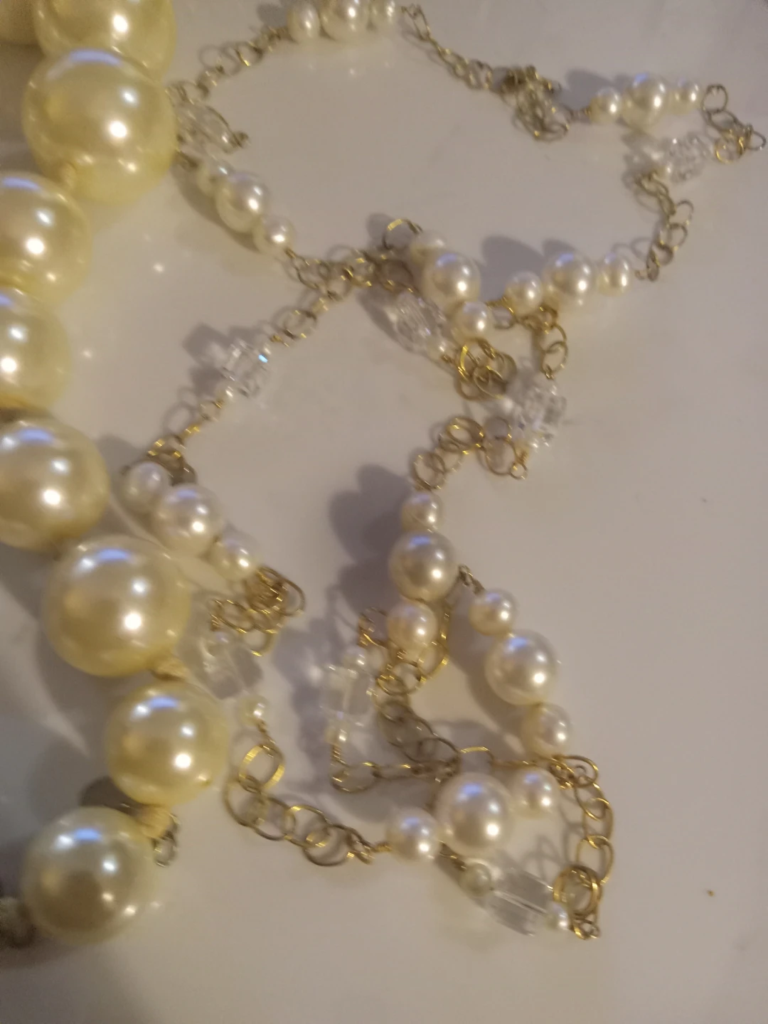 Faux Pearl and Crystal Chain Necklace - photo 2