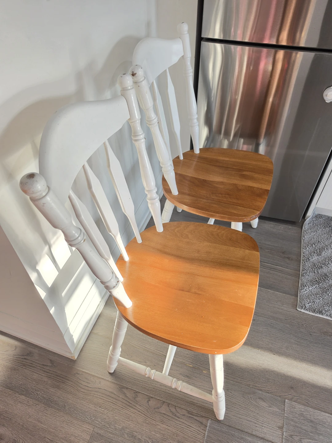 Two-tone wooden dining chairs