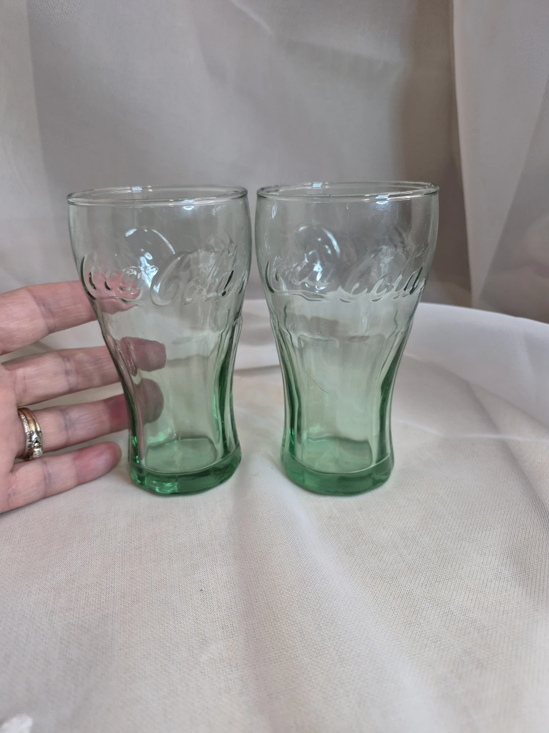 Pair of 4 1/2" x 2 1/2" Coca-Cola Glasses Coke Glasses - photo 3